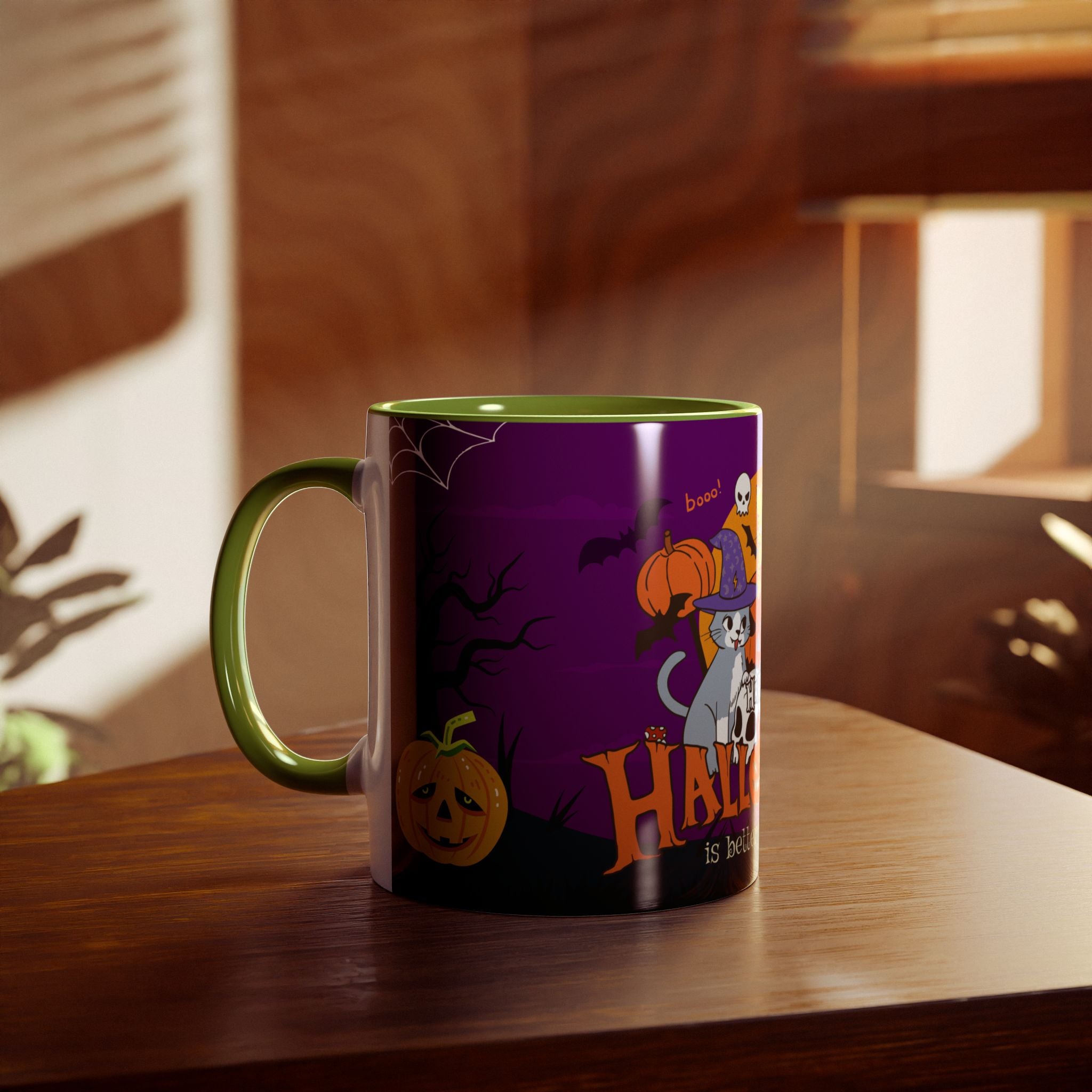 Happy Halloween is Better with Cats | Two-Tone Coffee Mugs